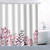 AMFD Leaf Shower Curtain Fresh Flower Plant Cute Red Ink Watercolor Art White Bathroom Curtains Polyester Fabric Waterproof 70 X 70 Inches Include Hooks