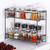 2-Tier Spice Racks Countertop,HEOMU Spice Rack Organizer Countertop Storage Kitchen Shelf Holder for Jars Bottle -Black
