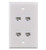 Ethernet Wall Plate, HTTX White 4-Port CAT6 Wall Plate with Removable F/F RJ45 Keystone Jack Inserts
