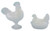 Dollhouse Miniature Chrysnbon Rooster and Nesting Hen in White