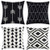 Tosewever Set of 4 Decorative Geometric 18 x 18 Inches Throw Pillow Covers - Modern Pattern Linen Square Pillow Cushion Case for Sofa Couch Bed Home Outdoor Car (18" x 18", Black)