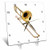 3dRose Trombone Desk Clock, 6 by 6-Inch