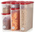 Tupperware Modular Mates Super Oval Pantry Set, 5 Food Storage Containers (Passion Red Seals)