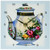 3dRose dc_43813_1 Victorian Floral Teapot-Desk Clock, 6 by 6-Inch