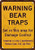 HTFDS Warning Bear Traps Montana Vintage Look Reproduction Metal Tin Sign 8x12 Inches, Vintage Wall Decor for Cafe Bar Pub Decor