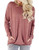 Miskely Women's Long Sleeve Round Neck Casual Blouse with Pocket Solid Color Sweatshirt Pullover Loose Tunic Tops T Shirt (M, Light Red)