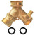 Xiny Tool Brass Garden Hose Splitter (2 Way), Solid Brass Hose Y Splitter 2 Valves with 2 Extra Rubber Washers