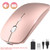 OKIMO Rechargeable Wireless Mouse, 2.4Ghz Silent Computer Office Portable Slim Optical Mouse with USB Receiver Type-C, 3-Level Adjustable DPI for Laptop, Computer, MacBook, Notebook, PC (Rose Gold)