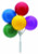 Primary Colors Multi Balloon Bouquet Cluster Cake Topper Decorative Picks - 3 Count