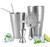 6PCS Cocktail Shaker and Strainer Boston Bartender Bar Drink Shaker Set with Double-Sided Jigger Hawthorne Strainer Tube