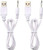 USB Adapter Cord 2.5mm Replacement DC Charging Cable USB Fast Charging Cord - (White 2 Pack)