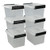 Idomy 6-Pack Tiny Clear Latching Boxes with Handle, 2.5 Quart Plastic Storage Box, 8.38" x 6.5" x 4.92"