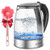 KOIOS 1.8L Electric Kettle, 1500W Borosilicate Glass Tea Kettle, Fast Heating LED Cordless Water Boiler, Auto Shut-Off, Boil-Dry Protection, Stainless Steel Inner Lip, Tea Pot, BPA-Free, Fast Boiling