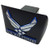Air Force METAL emblem (wings with blue trim) on black METAL hitch cover