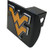 West Virginia University METAL Old Gold and Blue emblem on black METAL Hitch Cover