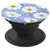 Cute White Flower Pattern Blue Background Floral Design PopSockets Grip and Stand for Phones and Tablets