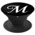 M Initial Monogram White on Black Capital Letter PopSockets Grip and Stand for Phones and Tablets