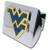 West Virginia Mountaineers Premium Chrome Metal Trailer Hitch Cover with Navy & Yellow Logo