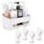 TAILI DIY Drill-Free Removable Vacuum Suction Cup Shower Caddy Storage Basket + 4 Extra Hooks, Kitchen Bathroom Bedroom Organizer Set