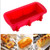 LEMESO Silicone Bread and Loaf Pans, Rectangular Cake Pan, Universal Silicone Baking Pan for Bread, Non-Stick & Non-toxic Loaf Pan, Red
