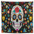 Allenjoy 8x8ft Day of The Dead Backdrop for Mexican Fiesta Sugar Skull Flowers Photography Background Dia DE Los Muertos Birthday Party Supplies Fiesta Banner Table Decor Decoration Photo Booth Studio