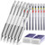 Chuangdi Metal Mechanical Pencils Set 0.5 mm 0.7 mm 6 Pieces Automatic Mechanical Pencils Writing Pencils, 8 Tubes HB Pencil Leads and 2 Pieces Erasers for Writing Draft, Drawing, Sketching (Silvery)