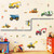 Runtoo Construction Vehicles Wall Decals Road Trucks Tractor Wall Stickers Kids Boys Bedroom Nursery Wall Décor