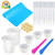 Silicone Mixing Cups for Resin LET'S RESIN Silicone Measuring Cups 100ml, Epoxy Resin Mixing Cups with Silicone Mat, 2PCS Silicone Stir Stick, 10 PCS Plastic Transfer Pipettes, 20PCS Finger Cots