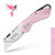 FANTASTICAR Folding Utility Knife Gift Box Cutter Lightweight Plume Type Body with 5-Piece Extra Blades (Pink)
