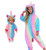 Unicorn Pajamas Onesie Costume Matching Doll & Girls Gifts (Stripe Rainbow, 3-4 Years)