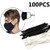 100 Pieces Sewing Elastic Band Cord for Sewing Crafting with Adjustable Buckle Stretchy Mask Earloop Lanyard Earmuff Rope DIY Face Mask Making Supplies Black-A