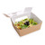 Cafe Vision 41 oz Rectangle Kraft Paper Large Bio Lunch Box - Two Windows - 5 1/4" x 6" x 2 1/2" - 50 count box - Restaurantware
