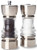 Olde Thompson Brushed Nickel Plated Crown-Pepper Mill & Salt Shaker Set, 7", Clear