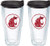 Tervis 1089875 Washington State Cougars Logo Tumbler with Emblem and Black Lid 2 Pack 24oz, Clear
