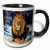 3dRose King Of The Jungle Stunning Lion On The Prairie With Digital Affects Two Tone Mug, 11 oz, Black