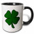 3dRose Simple Lucky Four Leaf Clover Design Two Tone Mug, 11 oz, Black