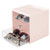 mDesign Stackable Plastic Eye Glass Storage Organizer Box Holder for Sunglasses, Reading Glasses, Accessories - 3 Divided Drawers, Chrome Pulls - Light Pink/Clear