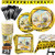 177 Piece Construction Party Supplies Set Including Plates, Cups, Napkins, Spoons, Forks, Knives, Tablecloth and Banner, Serves 25