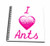 3dRose db_121400_1 Pretty Pink Flowery I Love Ants Drawing Book, 8 by 8-Inch