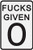 Toothsome Studios 0 Fucks Given 12" X 8" Tin Sign Parody Speed Limit Sign Funny Garage Man Cave Decor