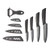 Knife Set Ceramic | Five Piece (Black) 6" Chef Knife, 5" Utility Knife, 4" Fruit Knife, 3" Paring Knife, One Peeler