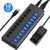 Powered USB Hub - AGEEN 10 Port 48W USB 3.0 Data Hub Expander - with Individual On/Off Switches and 12V/4A UL Certified Power Adapter for Laptop, PC, Computer, Mobile HDD, Flash Drive and Travel