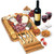 Bamboo Cheese Board and Knife Set - Wood Charcuterie Board Set - Serving Meat & Cheese Board with Slide-Out Drawer for Cutlery - 4 Stainless Steel Knives and Server
