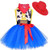 MOCUER Kids Girl Birthday Party Cowgirl Tutu Dress Costumes Halloween Cowboy Costume for Girls with Bandana and Hat Plus Size, XXX-Large(11-12Y)