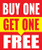 Buy One Get One Free Store Business Retail Sale Display Signs, 18"x24", Full Color, 5 Pack