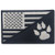 Tactical US Flag with Tracker Paw Patriot Milltary Embroidered Applique Morale Hook & Loop Patch - White & Black