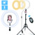 14" Selfie Ring Light with Tripod Stand & Phone Holder for Live Stream/Makeup, Dimmable LED Camera Ringlight for YouTube, Compatible for iPhone and Android, 3 Light Modes and 10 Brightness Levels