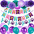 Mermaid Birthday Party Decorations Kit Happy Birthday Mermaid Banners Pom Poms and Paper Lanterns Balloons for Girl's Birthday Party and Baby Shower Mermaid Birthday Decorations Supplies