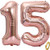 BoomYou Large Foil Mylar Balloons 40 Inch Rose Gold Number 15 Balloons Giant Jumbo Birthday Balloons for Birthday Party Decorations - Rose Gold #15