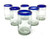 Hand Blown Mexican Drinking Glasses  Set of 6 Juice Glasses with Cobalt Blue Rims (8 oz each)